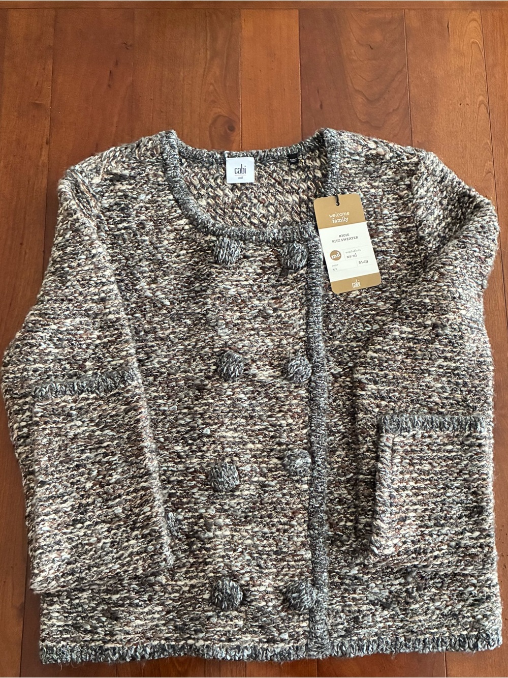 CAbi Marled Knit Snap Double Breasted Cardigan